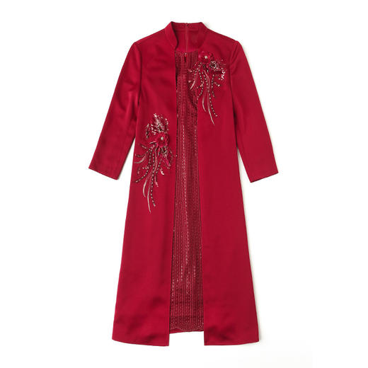 上海旗袍厂LC-2150假两件连衣裙高贵结婚喜婆婆时尚婚宴礼服裙子 商品图4