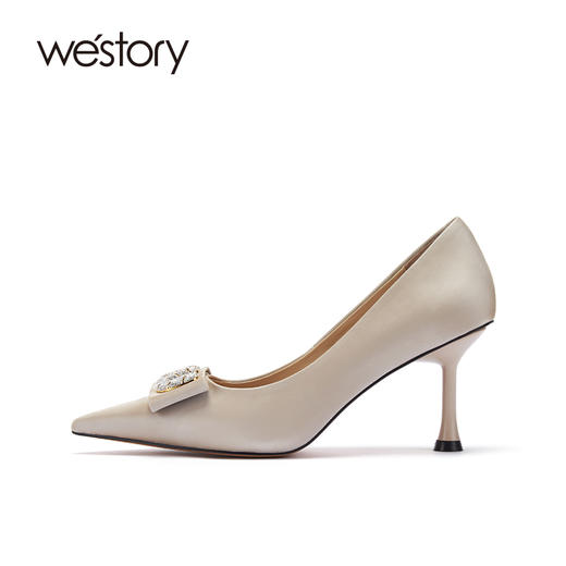 westory女款2021秋季气质钻扣浅口细跟高跟鞋W21CE71031 商品图1