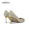 westory女鞋2021秋季新款真皮尖头细跟高跟鞋宴会单鞋W21CE71001 商品缩略图2