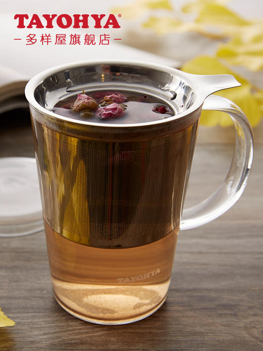 【6F】多样屋玻璃水杯茶隔过滤泡茶保温杯子耐热透明杯花茶杯切面马克杯 商品图2