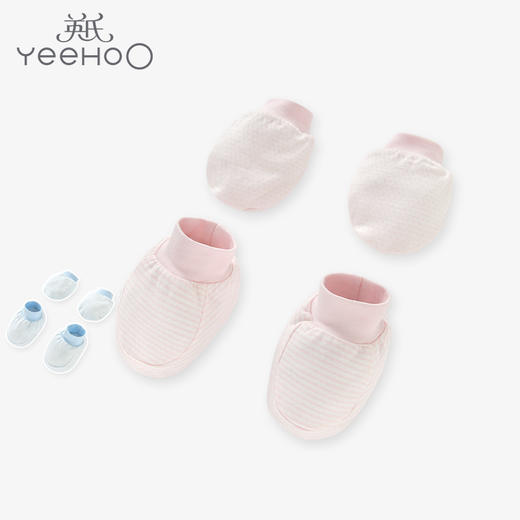 英氏-配饰类（秋）C9粉树叶提花手脚套 樱桃粉 商品图0