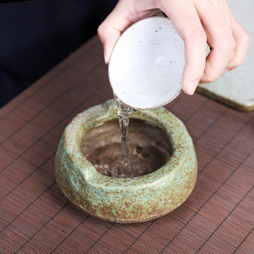 粗陶烟灰缸大仿石头烟缸陶瓷复古日式水盂茶洗小号禅意家用 商品图1