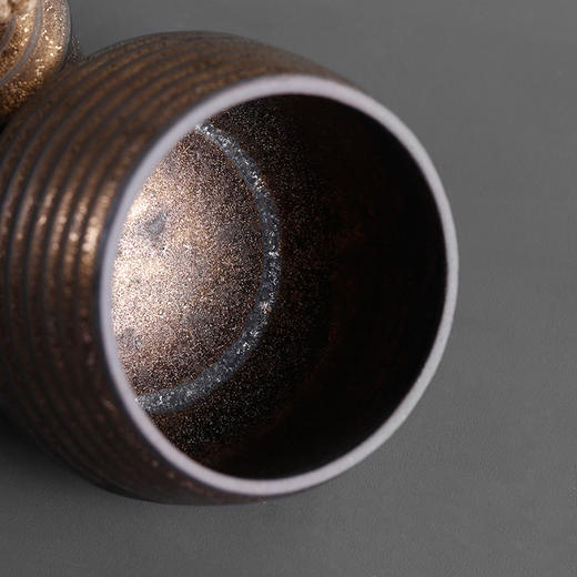 粗陶鎏金螺纹茶叶罐密封复古创意普洱茶存放罐家用装茶叶容器 商品图1