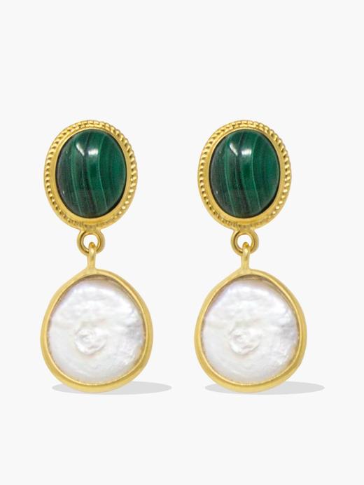 订购6周到｜Vintouch-Malachite & Pearl-孔雀石 珍珠 耳环［意大利设计师] 商品图1