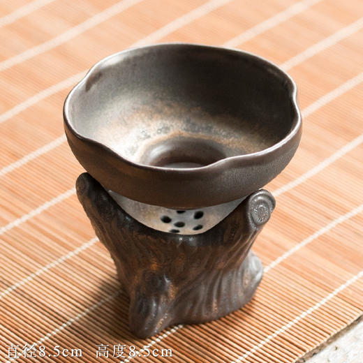 复古鎏金茶漏陶瓷茶渣过滤网创意枯木茶道摆件个性茶置盖置 商品图3