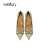 westory女鞋2021秋季新款真皮尖头细跟高跟鞋宴会单鞋W21CE71001 商品缩略图3