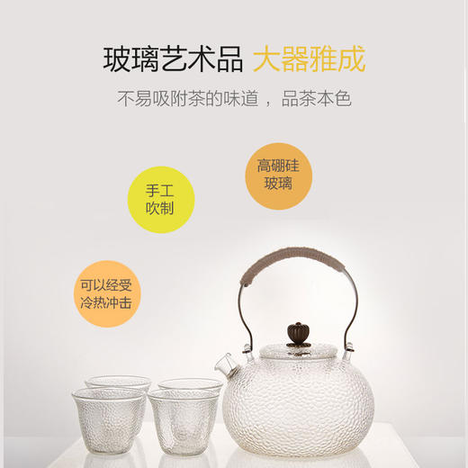 【6F】多样屋日式锤纹高硼硅玻璃茶具套装功夫茶壶家用耐高温过滤泡茶壶 商品图2