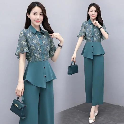 TZW-新款夏季气质显瘦女士夏装时尚阔腿裤两件套 商品图0