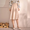 剩S/XL 米思阳2022秋装新款气质赫本风杏色大摆裙高腰显瘦a字半身裙0571 商品缩略图1