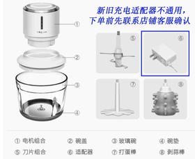 【配件】DL-JR371  绞肉机 配件（新旧版充电线适配器不通用，下单前请先联系店铺客服）