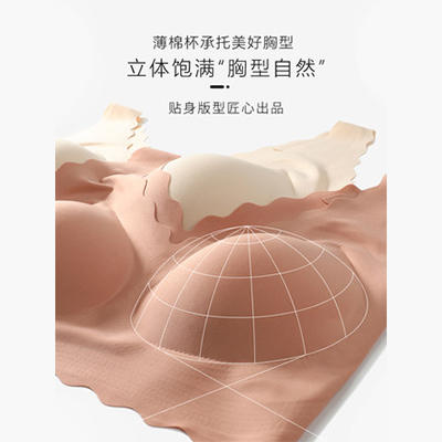 下单即送同款式内裤！「娜比同款」  云感深V小浪花文胸套装  无痕一片式 无钢圈 透气薄款内衣 商品图3