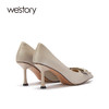 westory女款2021秋季气质钻扣浅口细跟高跟鞋W21CE71031 商品缩略图2