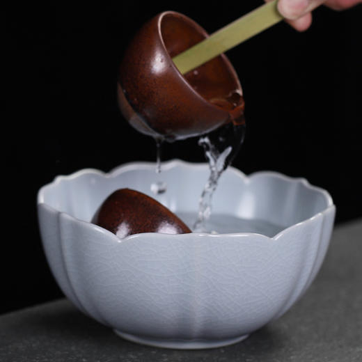 汝窑茶洗水盂洗茶杯盆茶道家用小号复古日式禅意陶瓷功夫茶具配件 商品图0