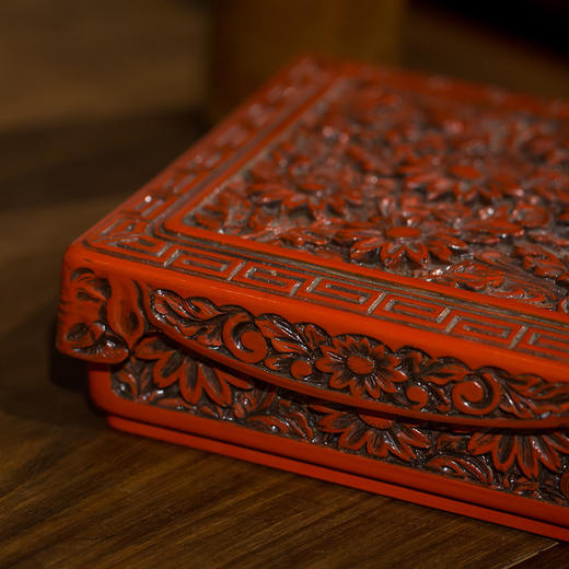 清代 剔红花卉纹方形盖盒 商品图5