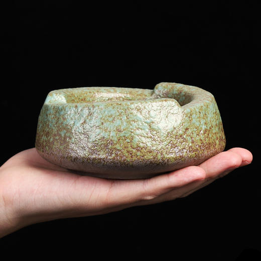 粗陶烟灰缸大仿石头烟缸陶瓷复古日式水盂茶洗小号禅意家用 商品图2