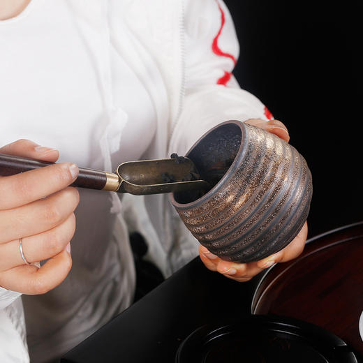 粗陶鎏金螺纹茶叶罐密封复古创意普洱茶存放罐家用装茶叶容器 商品图2