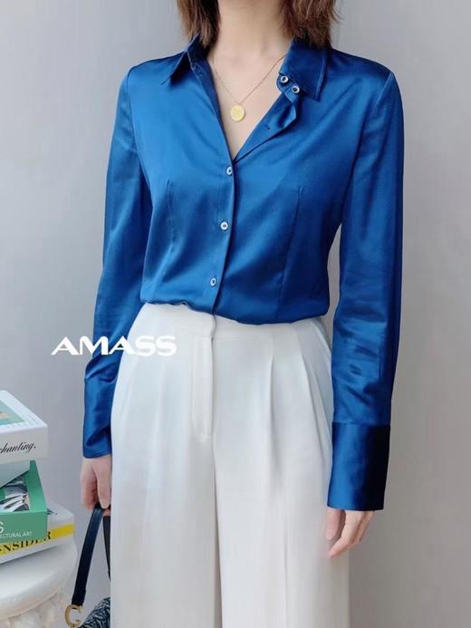 3楼阿玛施AMASS蓝色蚕丝衬衣 商品图3