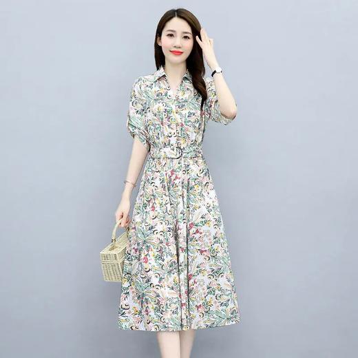 JXYR9060 2021夏季新款简约优雅气质小翻领时尚休闲收腰显瘦连衣裙 （配腰带） 商品图2