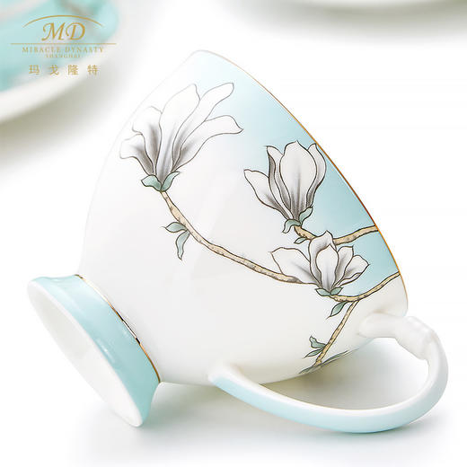 【6F】玛戈隆特 玉兰花开15头茶具套装 骨瓷家用茶具咖啡具套装 礼盒装 商品图4