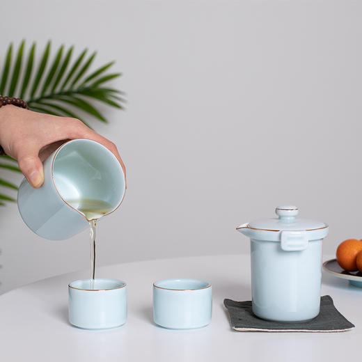 陶瓷便携包日式一壶二杯旅行快客杯白瓷功夫茶具布袋礼盒装 商品图1