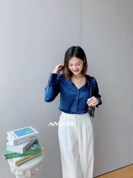 3楼阿玛施AMASS蓝色蚕丝衬衣 商品图0