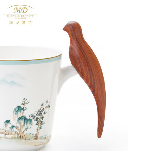【6F】玛戈隆特西湖盛宴幸福小鸟对杯木把手 骨瓷家用情侣创意 礼盒包装 商品图2
