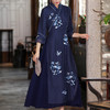 上海旗袍厂KDS-2153早秋女装新款宽松休闲文艺天丝提花刺绣禅意茶服中长连衣裙 商品缩略图1