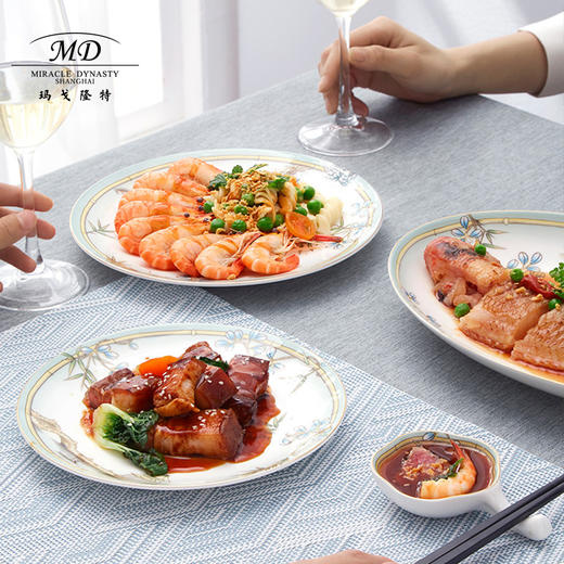 【6F】玛戈隆特63头10人份西湖盛宴骨瓷餐具套装家用中式轻奢创意碗碟盘礼品 商品图2