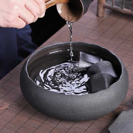 大号黑陶瓷茶洗功夫茶具零配件茶杯洗水洗茶碗水盂笔洗黑色烟灰缸 商品图0