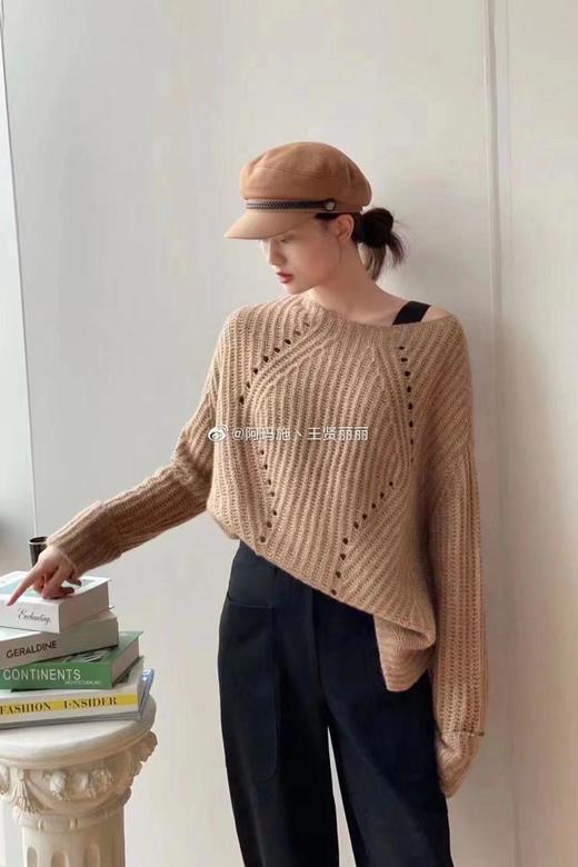 3楼阿玛施AMASS咖色镂空毛衣 商品图0