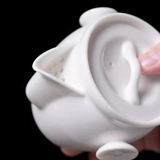 德化白瓷茶壶手工羊脂玉瓷单壶手抓壶陶瓷泡茶壶过滤家用功夫茶具 商品图2