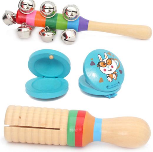 【儿童玩具】木制工艺早教婴幼儿乐器玩具儿童乐器鼓摇铃打击音乐组合套装 商品图1