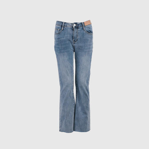 手裤口开叉蕾丝钉珠DIY牛仔裤 商品图0