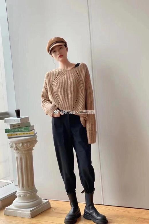 3楼阿玛施AMASS咖色镂空毛衣 商品图1