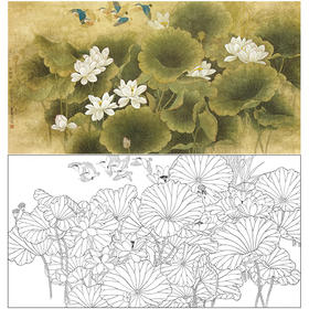 横幅工笔画花鸟白描底稿-HN02