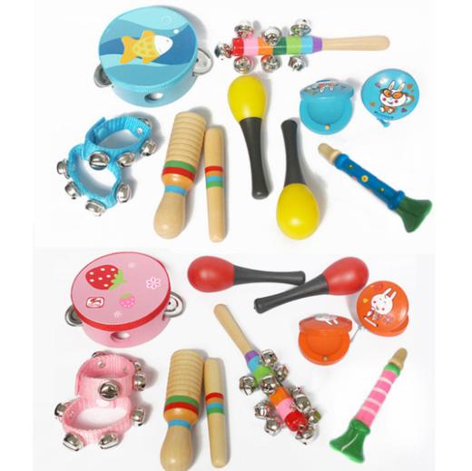 【儿童玩具】木制工艺早教婴幼儿乐器玩具儿童乐器鼓摇铃打击音乐组合套装 商品图0