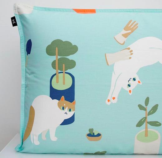 【幸运土猫】如茉原创可爱猫咪枕套大全单只成对全棉包邮 商品图0