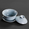 汝窑泡茶盖碗功夫茶三才开片可养中式三泡台茶具手抓茶杯托盘喝茶 商品缩略图0