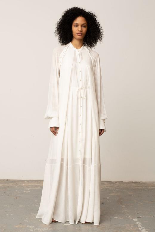 Palmer Harding 奶白色条纹珍珠扣系带衬衫裙 商品图7