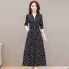 YWE-KED19809新款修身中长款大码气质减龄过膝印花连衣裙 商品缩略图2