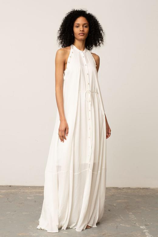 Palmer Harding 奶白色条纹珍珠扣系带衬衫裙 商品图5