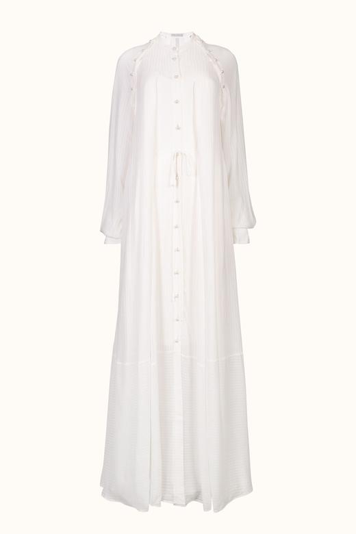 Palmer Harding 奶白色条纹珍珠扣系带衬衫裙 商品图9