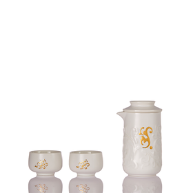 【茶具】繁华盛世泡茶器加金款1壶2杯  180ml/60ml