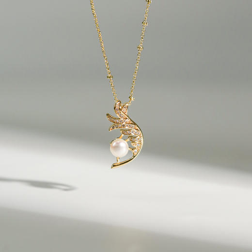 Manreya玛芮雅「凤羽珍珠」极致锆石天然淡水珍珠吊坠项链毛衣链 商品图3