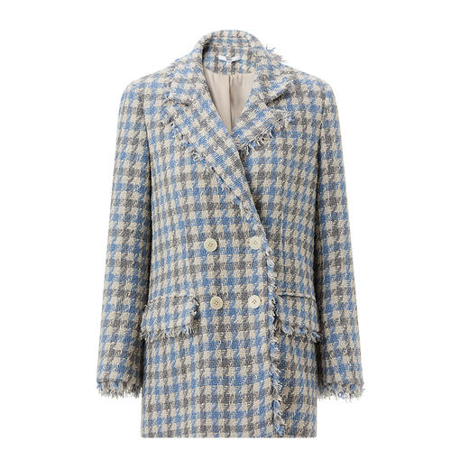 VIMAGE纬漫纪秋冬新款女装时尚气质毛呢外套双排扣开叉大衣VC2103212 商品图4