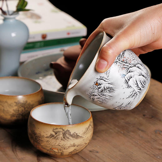 景德镇手绘汝窑公道杯单个分茶器功夫茶具陶瓷倒茶公杯 商品图3
