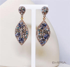 EMERA爱莫若2021夏季新款必入彩色水晶叶子耳环