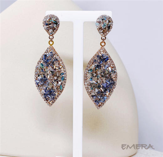 EMERA爱莫若2021夏季新款必入彩色水晶叶子耳环 商品图0