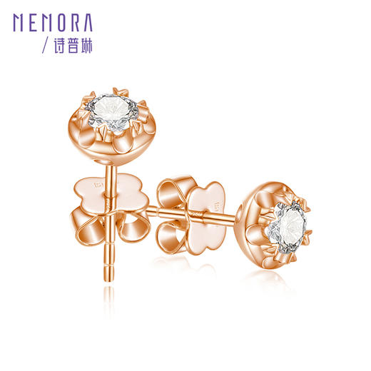 MEMORA诗普琳玫瑰誓约系列白18K金玫瑰18K金钻石耳钉DE0367（不同钻石规格价格不同，详情咨询客服） 商品图4