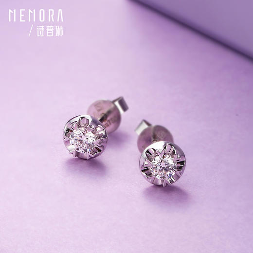 MEMORA诗普琳玫瑰誓约系列白18K金玫瑰18K金钻石耳钉DE0367（不同钻石规格价格不同，详情咨询客服） 商品图6